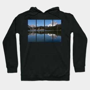 The fabulous alpine lake of Misurina in the Dolomites. Lovely and relaxing place in the Italian Alps. Reflections in the rippled water. Sunny spring day. Hoodie